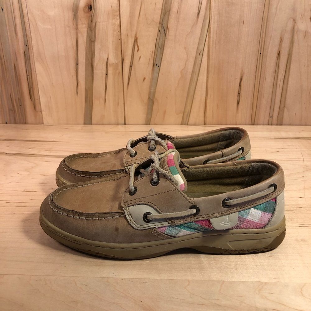 Sperry Top Sider Blue Fish Leather Boat Shoes Girl’s Size 3.5M